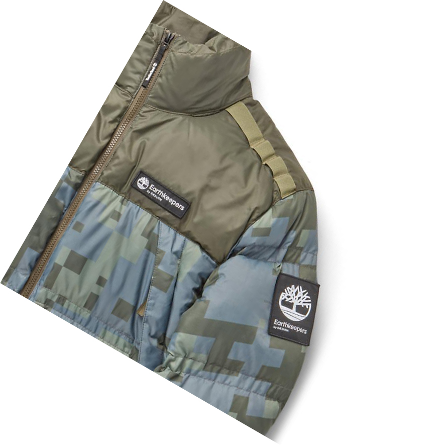 Timberland Earthkeepers® by Raeburn All Gender Puffer Kabát Férfi Zöld Camo | HU-184HMCX