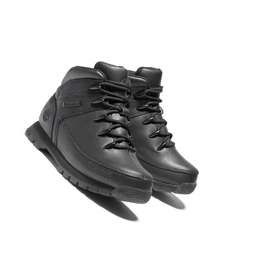 Timberland Euro Sprint Full-grain Mid Hiker Túrabakancs Gyerek Fekete | HU-086CDJZ