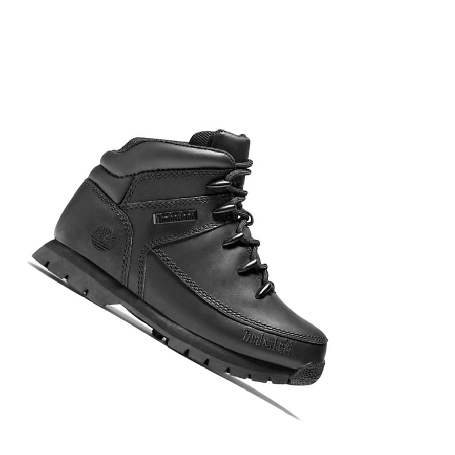 Timberland Euro Sprint Full-grain Mid Hiker Túrabakancs Gyerek Fekete | HU-086CDJZ