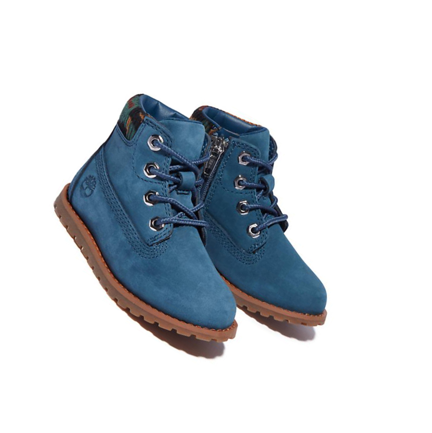 Timberland Pokey Pine Original 6-inch Boots Gyerek Kék | HU-086JRIO