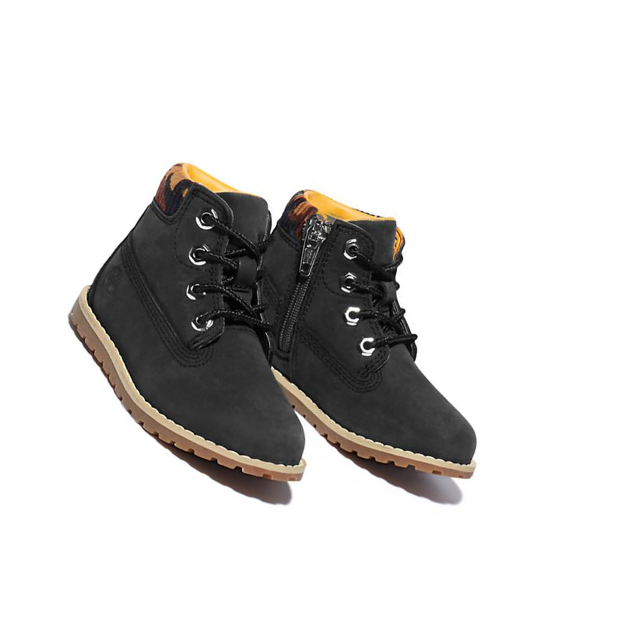 Timberland Pokey Pine Original 6-inch Boots Gyerek Fekete | HU-285JBPL