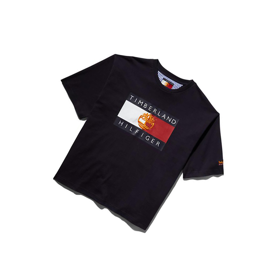 Timberland Tommy Hilfiger x Timberland® Re-Mixed Flag Póló Férfi Kék | HU-314GQRL