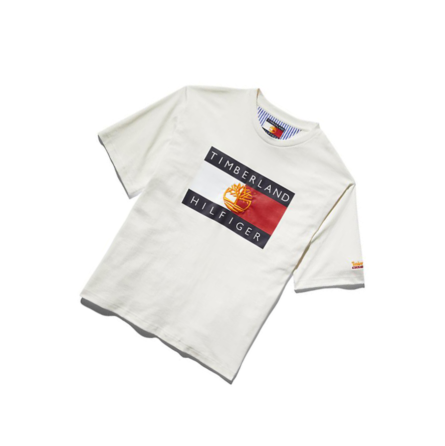 Timberland Tommy Hilfiger x Timberland® Re-Mixed Flag Póló Férfi Kék | HU-412CISX