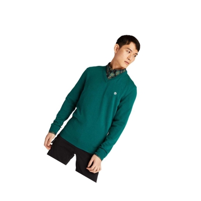 Timberland Cohas Brook V-Neck Pulóverek Férfi Zöld | HU-347BHOL