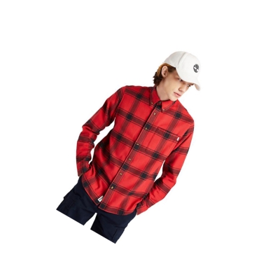 Timberland Heavy Flannel Checked Ingek Férfi Piros | HU-278RQFX