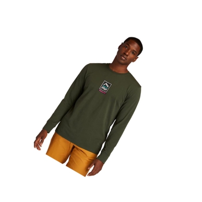 Timberland Outdoor Archive Long-sleeved Graphic Póló Férfi Sötétzöld | HU-158YNJB