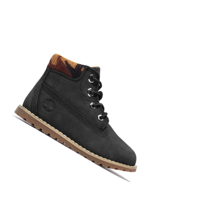 Timberland Pokey Pine Original 6-inch Boots Gyerek Fekete | HU-285JBPL